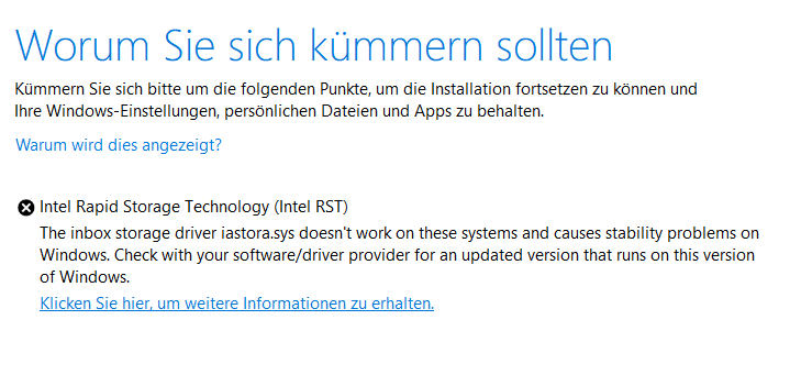 Problem bei Installation von Update 1903