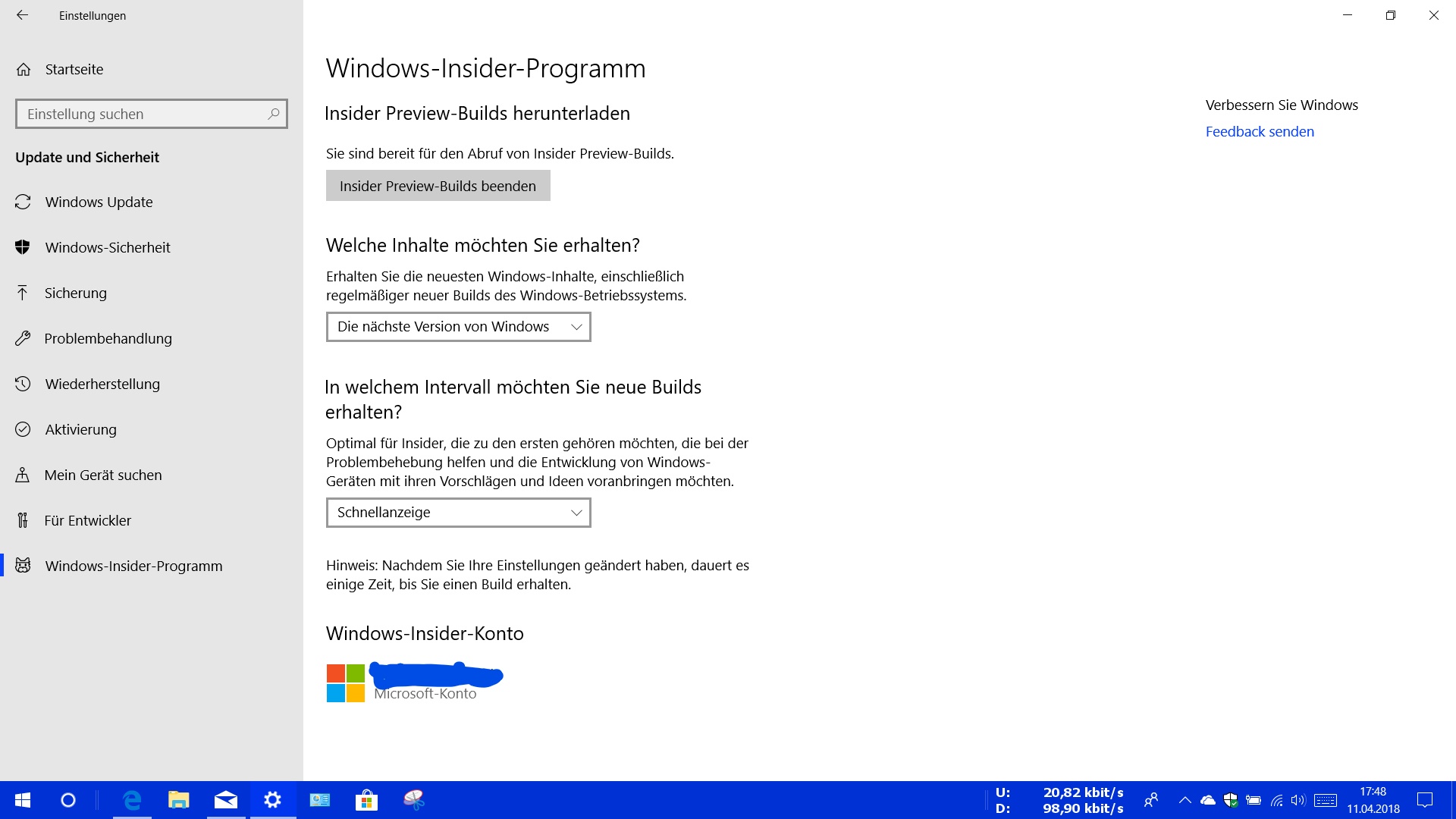Aussteigen aus dem Insiderprogramm