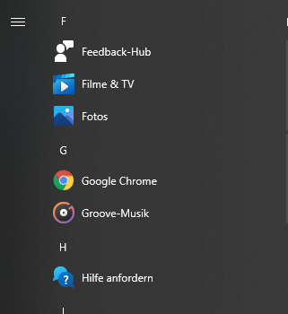 Program Icons missing in Windows search after system reset