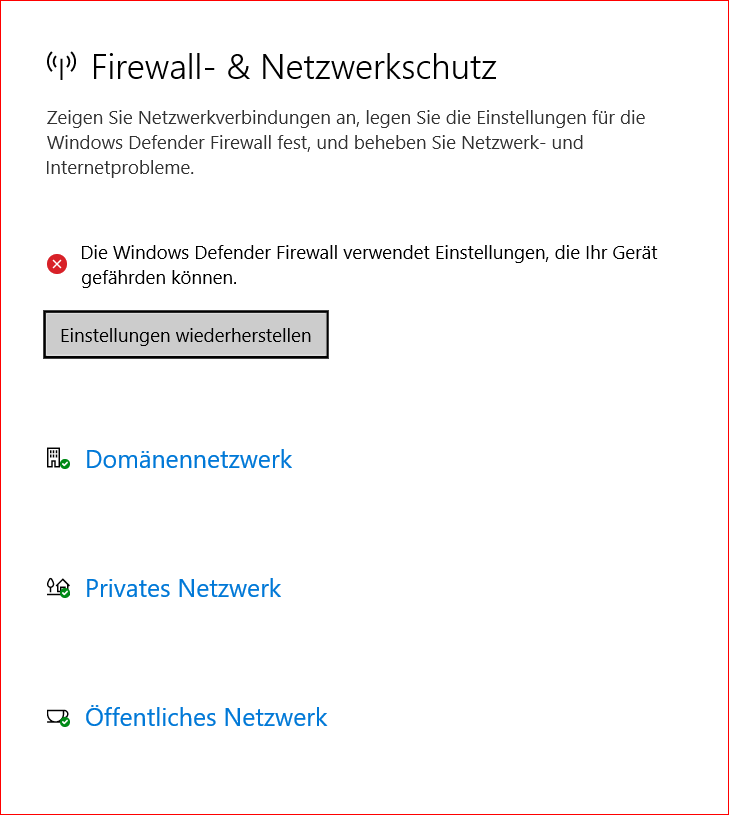 Bekomme die Defender Firewall nicht mehr aktiviert