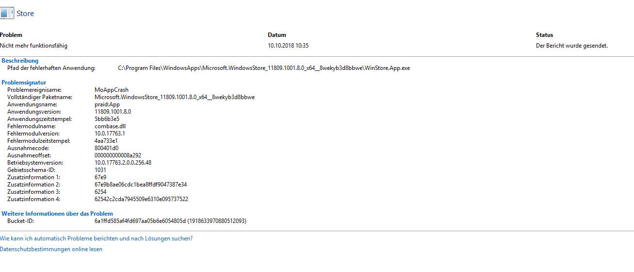 Microsoft Store Fehler Code: 0x000001F4 CV: IOfCVlLxV0+kNz97