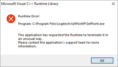 Logitech Setpoint Runtime Error