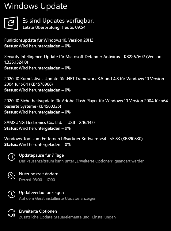 Windows 10 Update wird heruntergeladen 0% nicht tut sich