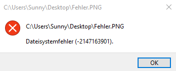 Fehlermeldung: Dateisystemfehler -2147163901