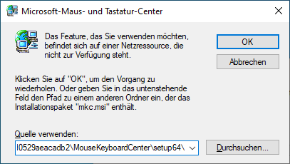 Maus-Option in der Systemsteuerung defekt