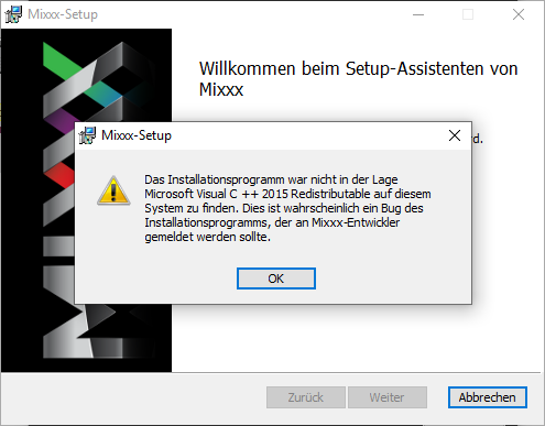 microsoft visual c ++ 2015 redistributable Installieren fehlgeschlagen