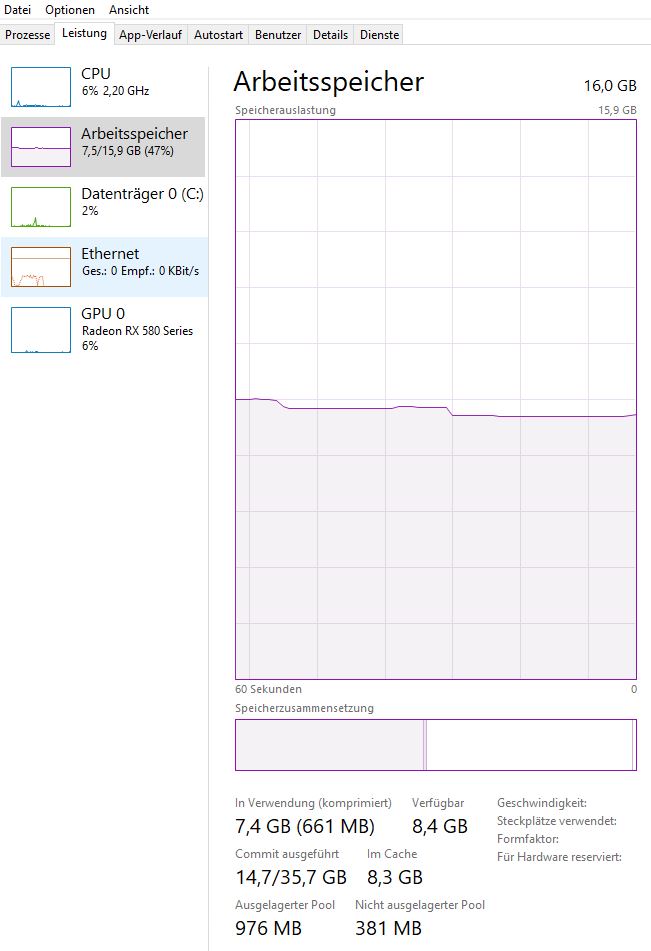 5 GB Arbeitsspeicher nicht gelistet