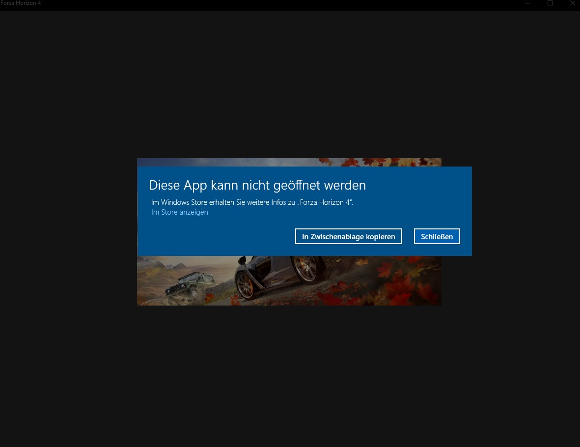 Forza Horizon 4 startet nicht. (Win10) - DCOM Fehler 10001