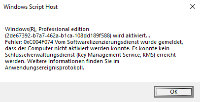 Fehlercode 0xC004F074