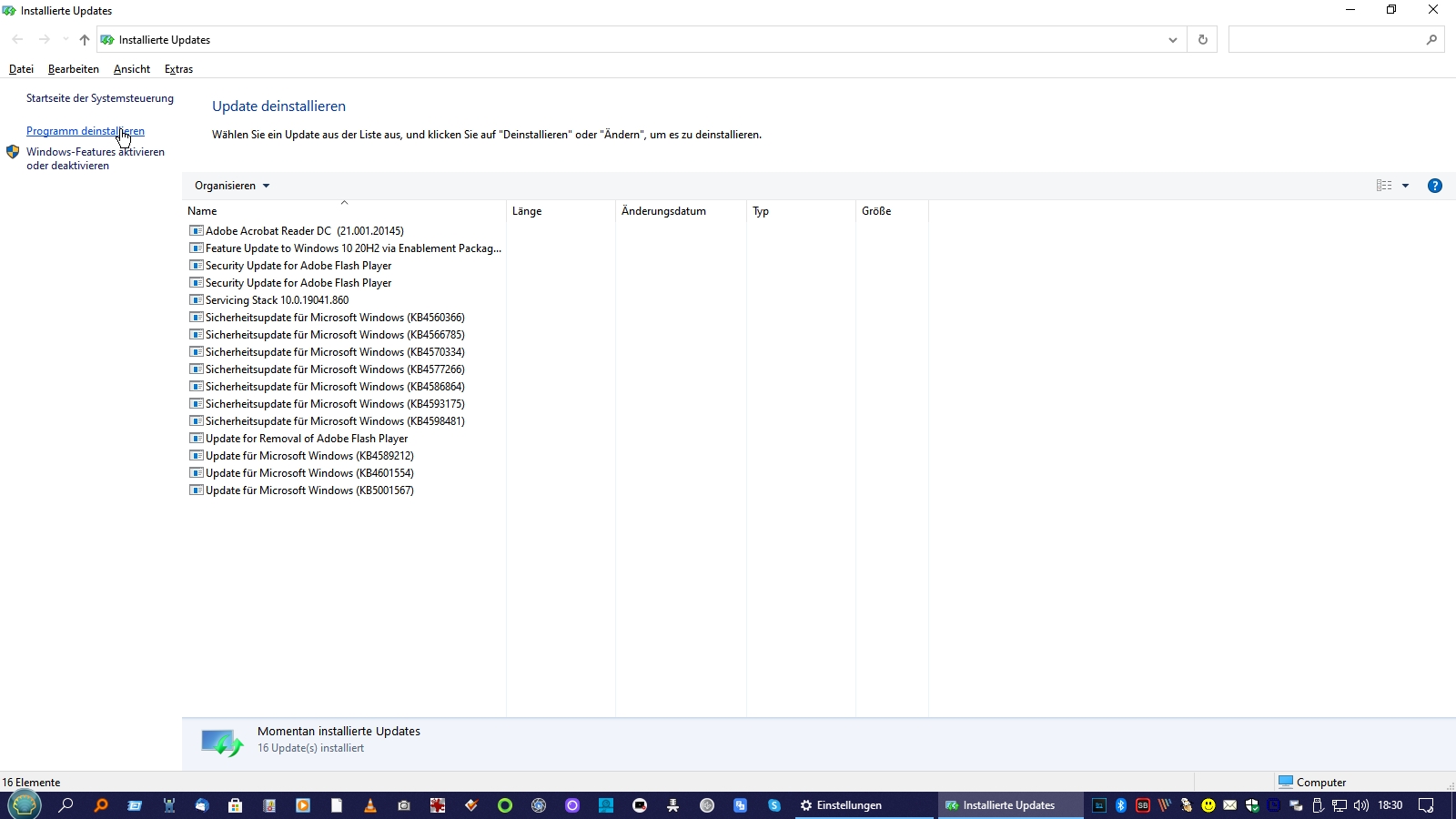 Windows 10 Updates entfernen