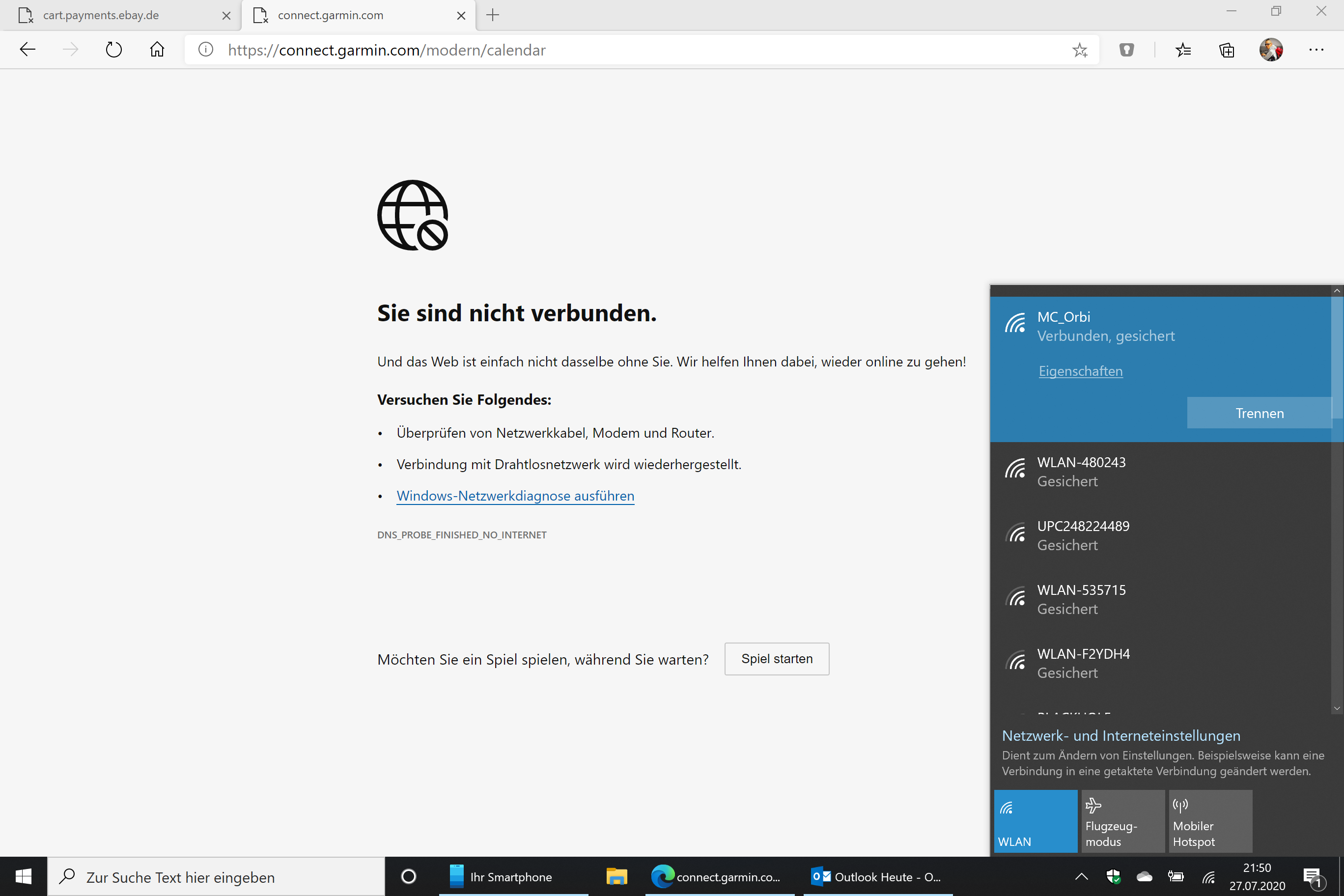 Internet setzt immer wieder sporadisch aus,..... WLan Verbindung steht stabil, andere...