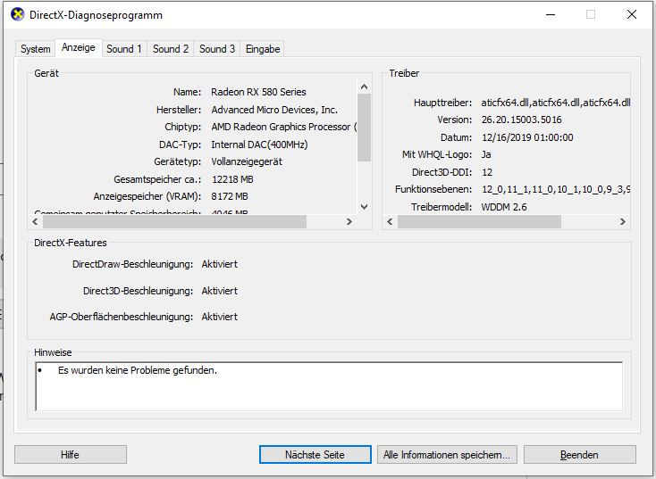 Directx12 funktioniert nicht
