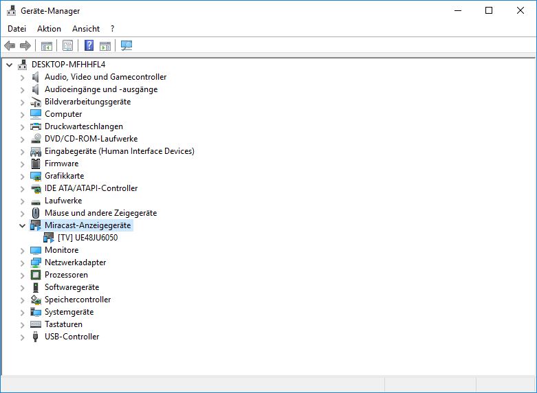 Nach Update Pack 1803 geht Projection nicht mehr ist grau,