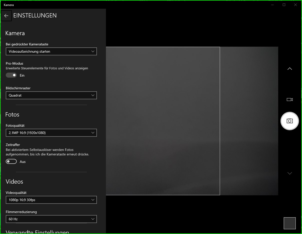Webcam System-Einstellungen