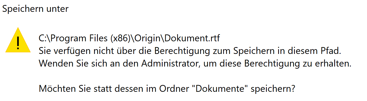 Nicht berechtigt in diesen Pfad zu speichern? (Ich bin der Admin)