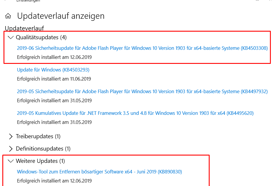 Keine Update mehr bei Pro Versionen 1903 wegen Funktions-Qualitätsupdate in den Registry...