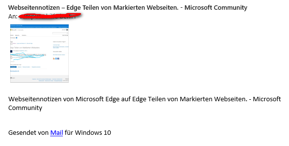 Edge Teilen von Markierten Webseiten.