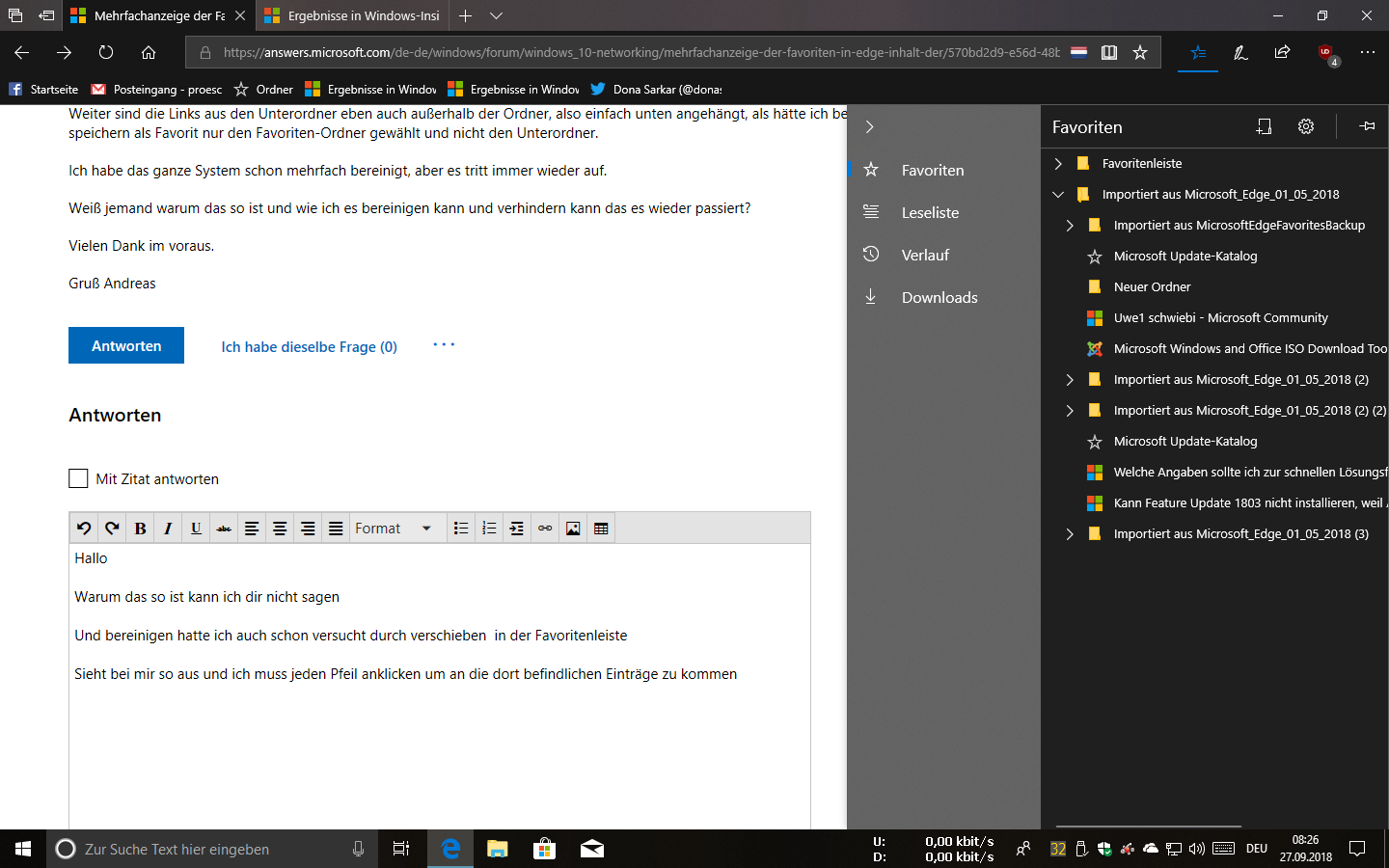 Mehrfachanzeige der Favoriten in Edge, Inhalt der Unterordner finden sich auch außerhalb...