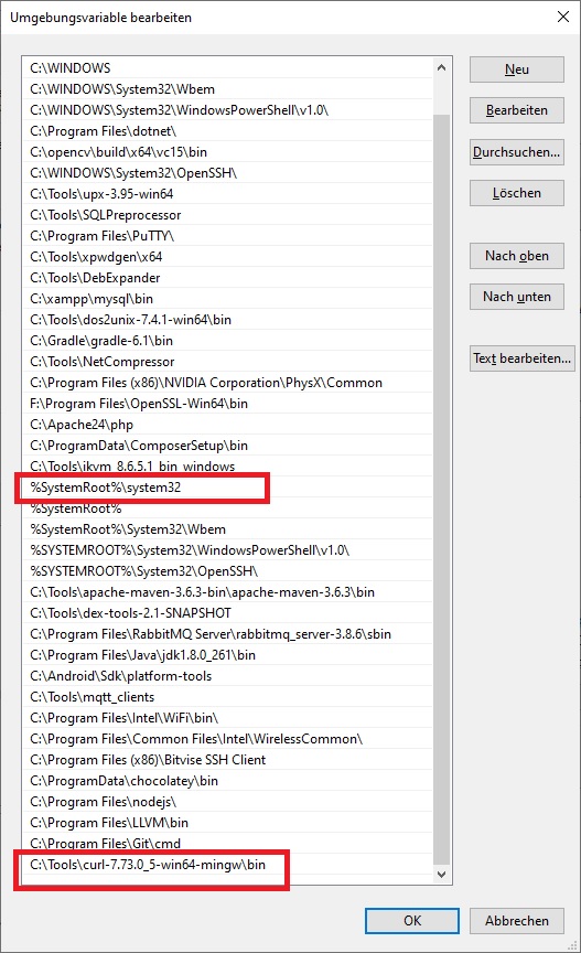 Befehlspfad system32 überschreiben?