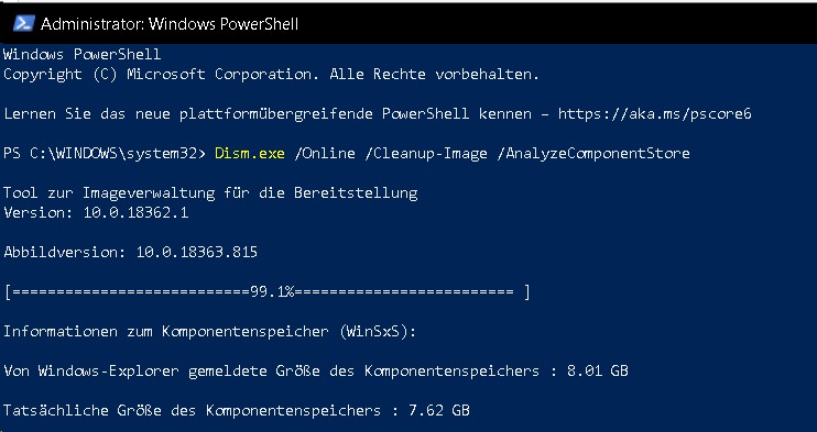 WinSxS-Ordner Größe 8 GB ?