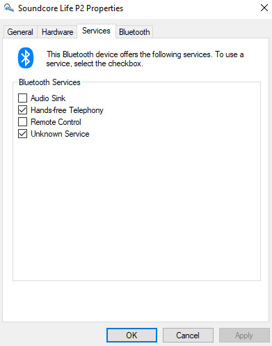 Can't play audio through bluetooth headphones audio source service missing