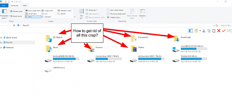 Wie man Schnellzugriffsordner im Windows Explorer vollständig loswird.