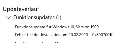 0x8007001F - 0x3000D Funktionsupdate scheitert immer wieder