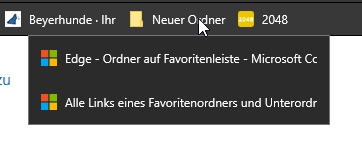 Edge - Links im Ordner in Favoritenleiste in neuem Tab öffnen nicht möglich