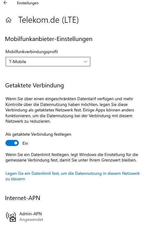 Admin-APN nicht veränderbar - WIN 10 Pro; 64 Bit; Stand: SP1909; HP ProBook 650 G1