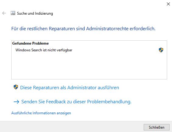 Suche in der Taskbar öffnet sich nicht mehr.