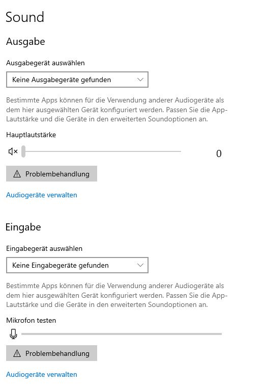 Es ist kein Audioausgabegerät installiert