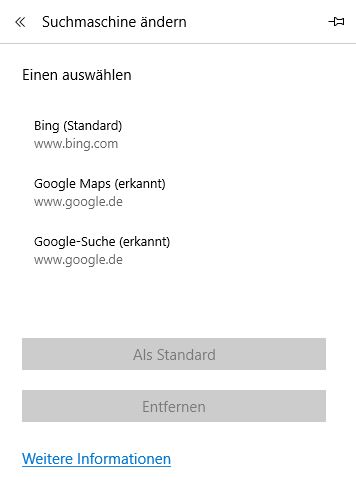 Edge Suchmaschine in Adressleiste ändern/erweitern