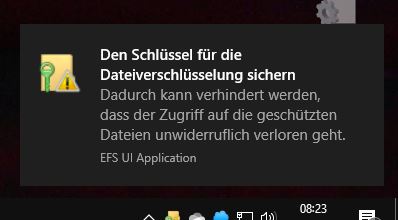 Den Schlüssel für die Dateiverschlüsselung sichern ? Äh was ist da los????