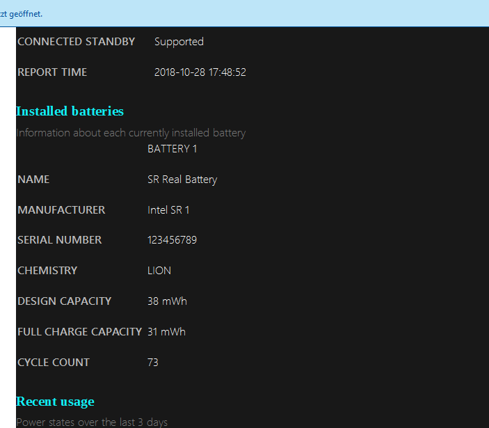 Battery Report Auswertung