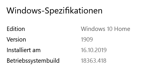 Win10 Version1909,  Build 18363.418