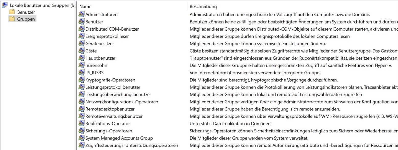 Lokale Benutzer und Gruppen