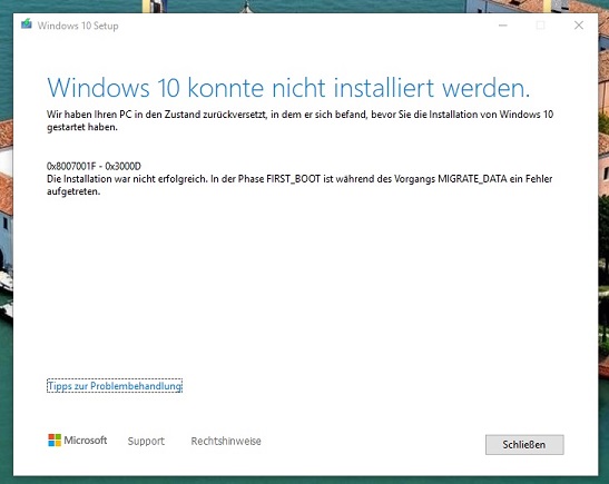 0x8007001F - 0x3000D Funktionsupdate scheitert immer wieder