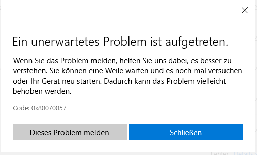 Windows Store Code: 0x80070057 bei Installationen auf Laufwerk D - Z