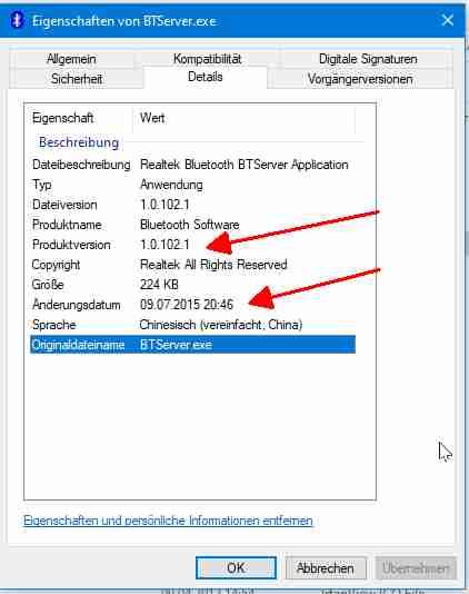 Nach Start Fehlermeldung: BTServer.ex Anwendungsfehler Anwendung konnte nicht gestartet werden.