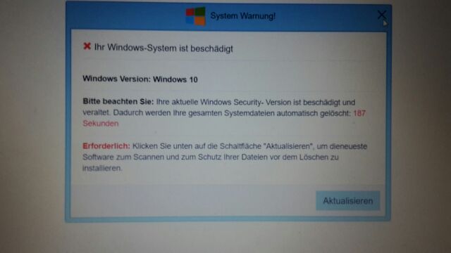 Fehlermeldung Windows 10