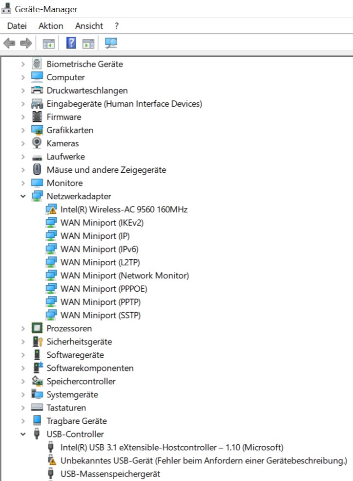 WLAN, Bluetooth nach automatischem Update funktionslos Wireless-AC 9560, UX480FD