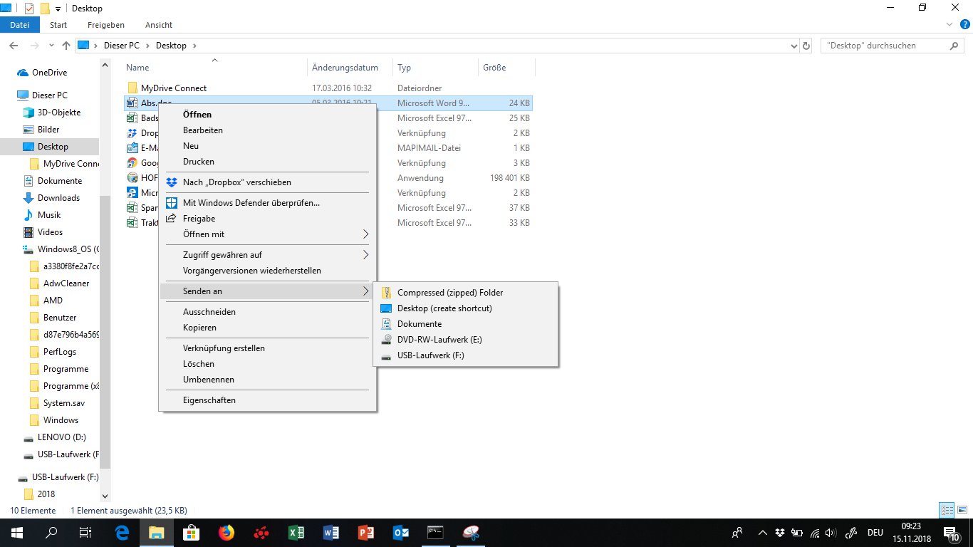 W10 Home - E-Mail Empfänger wird nicht im "Senden an" Menü angeboten