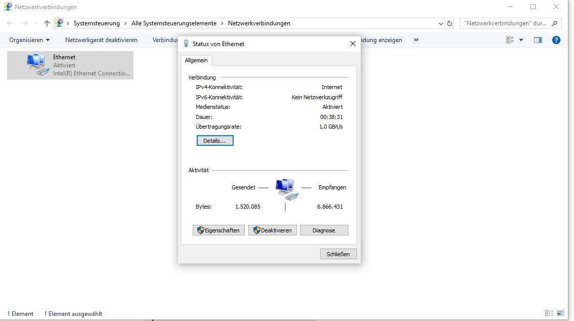 [Win 10] Netzwerkstatus "Nicht verbunden" trotz dessen das ich Internet habe.