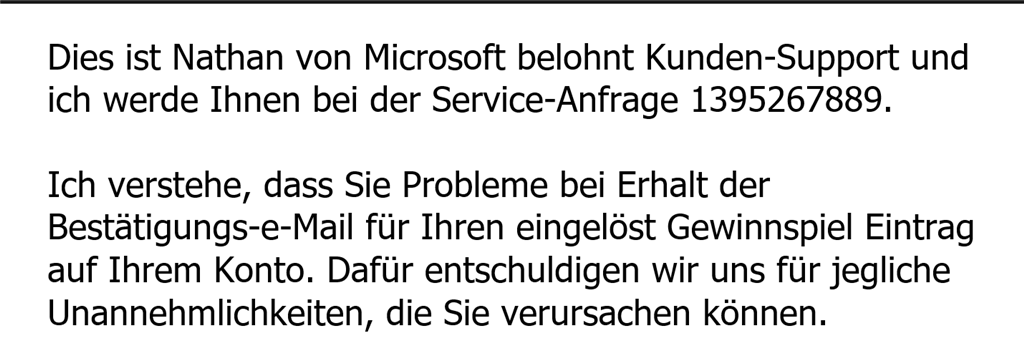 Keine Bestätigungsemail bei Einlösung der Punkte im Rewards-Programm