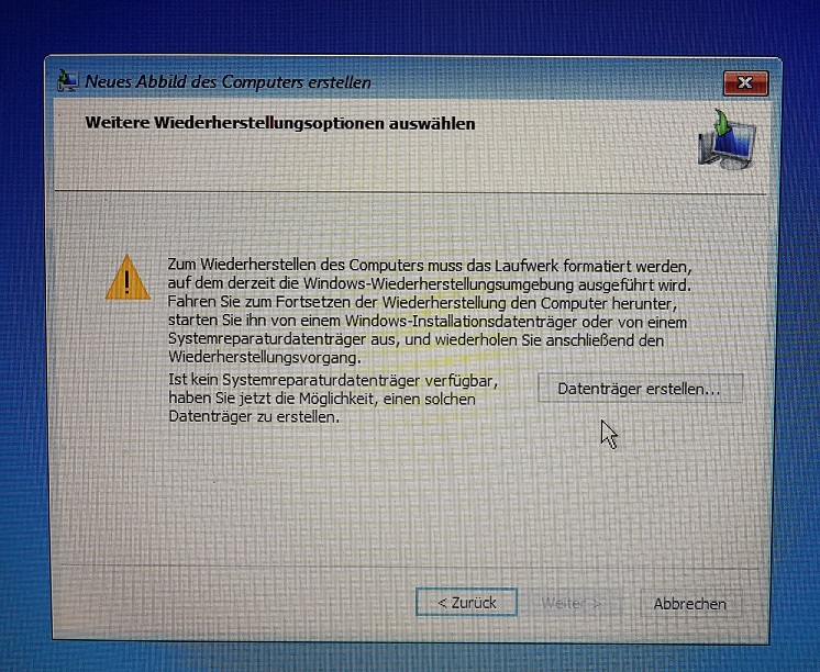 Bug: Win 7 Systemreparaturdatenträger beschädigt Win 10 Backup GlobalCatalog!