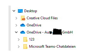 OneDrive 2x im Explorer / 1x ohne Firmennamen - 1x mit Firmennamen dahinter