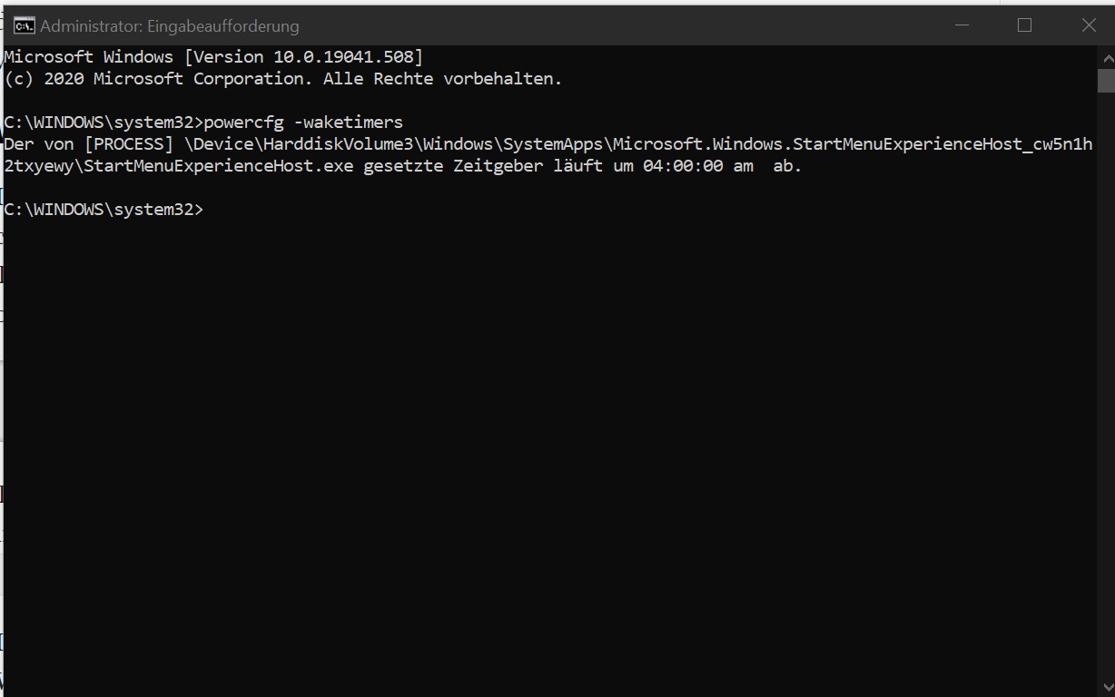 startmenuexperiencehost startet den Rechner jede Nacht