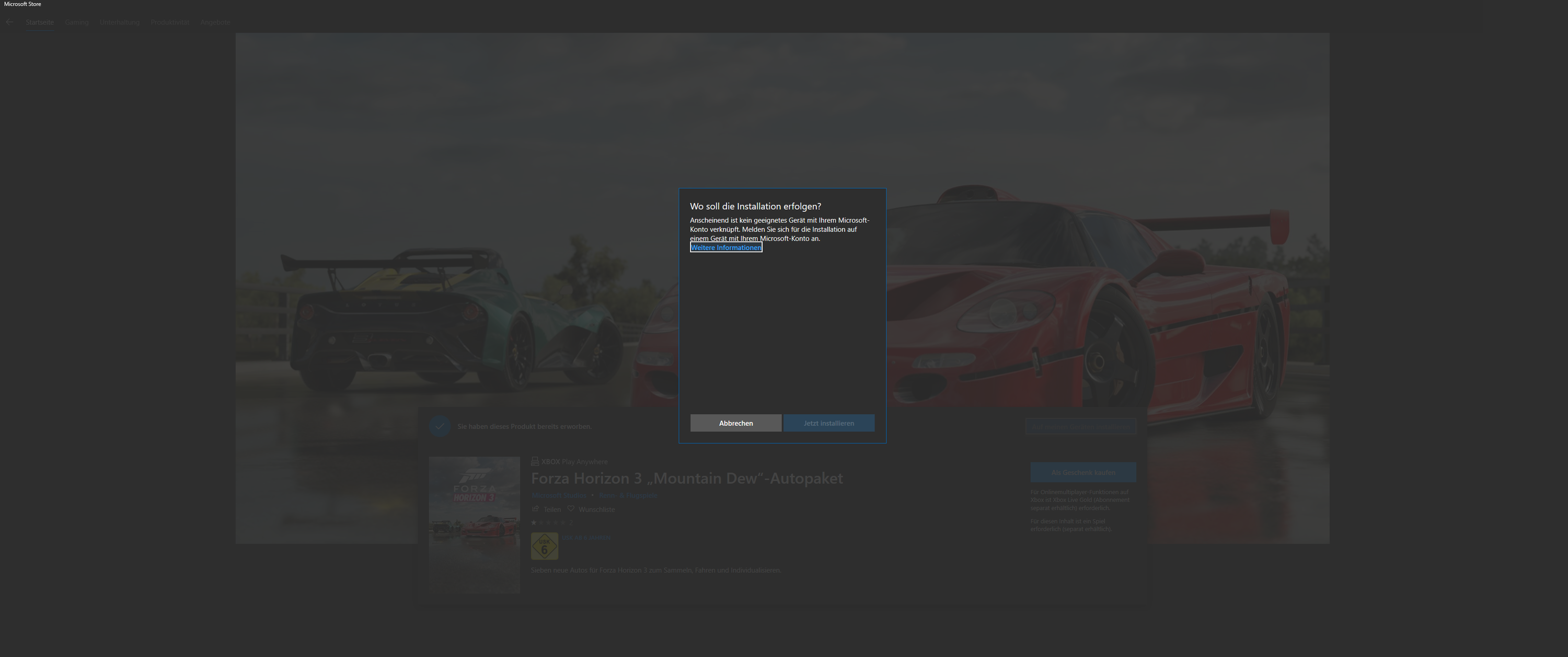 Forza Horizon 3 DLCS nicht herunterladbar