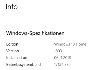 Funktionsupdate für Windows 10, Version 1803