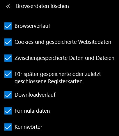 Microsoft Edge Browserdaten löschen